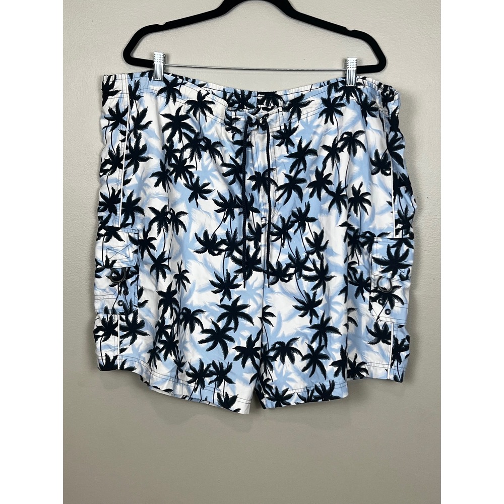 Islanded Men XL Swim Trunks Blue Palm Tree Tropical Cargo Board Shorts Mesh Line